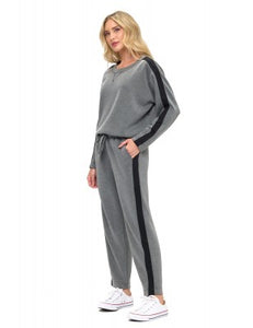 ARIELLA STRAIGHT LEG PANT W/ DETAIL IN SCUBA - BLACK/CHARCOAL