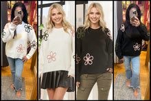 Multicolor Floral Long Sleeves Sweater - Black or Ivory