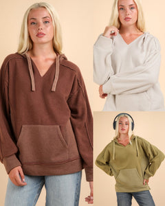 Super soft kangaroo pocket hoodie - Chocolate, Light Grey, Olive