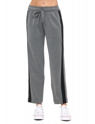 ARIELLA STRAIGHT LEG PANT W/ DETAIL IN SCUBA - BLACK/CHARCOAL