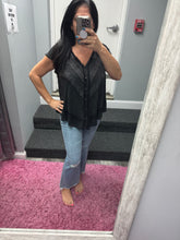 POL V neck ruffle sleeve roomy fit top in POL jersey with lace trim detail - Black or Light Grey