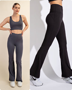 FLARED YOGA PANTS - BLACK OR TITANIUM