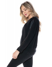 ARIELLA CREW NECK W/ PLEATHER SLEEVE IN SCUBA - BLACK