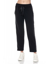 ARIELLA STRAIGHT LEG PANT W/ PLEATHER DETAIL IN SCUBA - BLACK