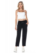 ARIELLA STRAIGHT LEG PANT W/ PLEATHER DETAIL IN SCUBA - BLACK