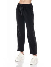 ARIELLA STRAIGHT LEG PANT W/ PLEATHER DETAIL IN SCUBA - BLACK
