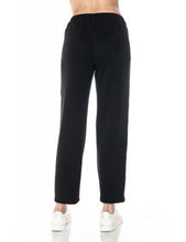 ARIELLA STRAIGHT LEG PANT W/ PLEATHER DETAIL IN SCUBA - BLACK