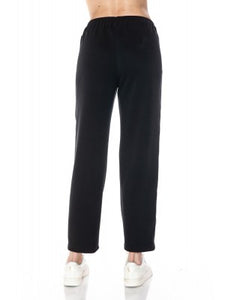 ARIELLA STRAIGHT LEG PANT W/ PLEATHER DETAIL IN SCUBA - BLACK