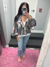 POL hooded balloon sleeve roomy fit top in thermal with plaid contrast.- Navy Multi