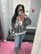 POL hooded balloon sleeve roomy fit top in thermal with plaid contrast.- Navy Multi