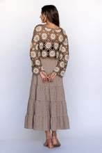 Crochet Daisies Top - Dark Taupe/Beige