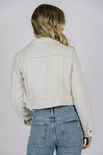 Monochromatic Tweed Fringe Edged Collar Jacket -= Cream/White