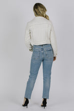 Monochromatic Tweed Fringe Edged Collar Jacket -= Cream/White