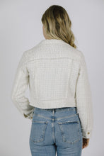 Monochromatic Tweed Fringe Edged Collar Jacket -= Cream/White
