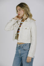 Monochromatic Tweed Fringe Edged Collar Jacket -= Cream/White