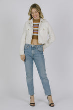 Monochromatic Tweed Fringe Edged Collar Jacket -= Cream/White