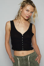 POL V-neck sleeveless top in ribbed knit with dyed to match lace detailing - Assorted Colors