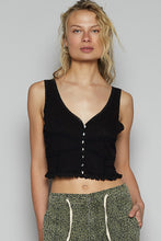 POL V-neck sleeveless top in ribbed knit with dyed to match lace detailing - Assorted Colors