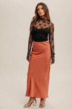 Mock Neck Lace Long Sleeve With Thumb Holes - Black or Coffee