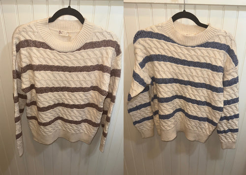 Lurex Striped Sweater - Cream/Blue or Cream/Mauve