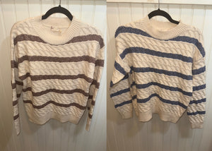 Lurex Striped Sweater - Cream/Blue or Cream/Mauve