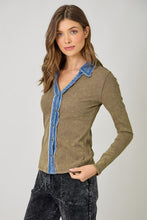 Washed Thermal Button Down Top - Assorted Colors