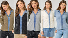 Washed Thermal Button Down Top - Assorted Colors