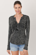 Washed Thermal Henley Top - Assorted Colors