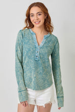 Washed Thermal Henley Top - Assorted Colors