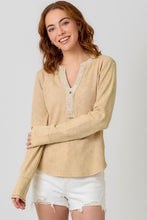 Washed Thermal Henley Top - Assorted Colors
