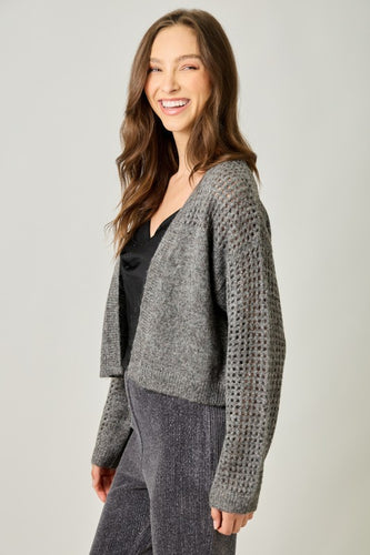 Metallic Sweater Cardigan - Charcoal