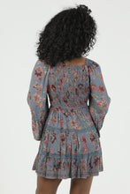 Smocked Bodice Vneck Ls With Crochet Tiers - Grey