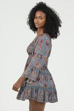 Smocked Bodice Vneck Ls With Crochet Tiers - Grey