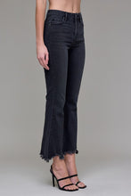 Hidden Black Frayed Hem Cropped Flare