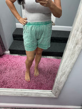 Mineral Washed Lace Trim Shorts - Natural or Cyan