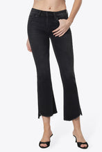Flying Monkey Mid Rise Raw Step Hem Black Crop Flare Jeans