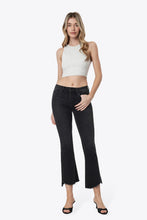 Flying Monkey Mid Rise Raw Step Hem Black Crop Flare Jeans