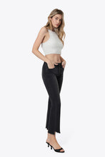 Flying Monkey Mid Rise Raw Step Hem Black Crop Flare Jeans