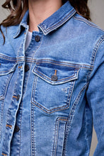 Hidden Medium Wash Fitted Stretch Trucker Jacket
