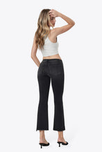 Flying Monkey Mid Rise Raw Step Hem Black Crop Flare Jeans