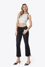 Flying Monkey Mid Rise Raw Step Hem Black Crop Flare Jeans