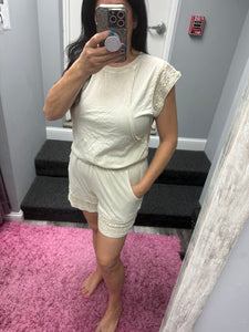 Mineralwash Trim Cap Sleeve Blouse - Natural