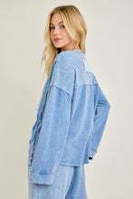 Mineralwashed Halfcut Daisy Terry Thermal Top - Denim Blue