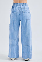 Mineral Wash Wide Leg Pants - Denim Blue