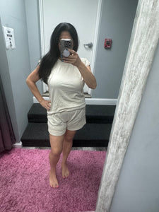 Mineralwash Trim Cap Sleeve Blouse - Natural