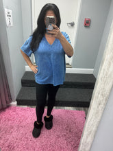 Mineral Wash V Neck Basic T - Ashed Black or Cobalt