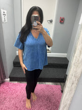 Mineral Wash V Neck Basic T - Ashed Black or Cobalt