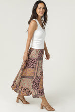 Printed Midi Skirt With Ruffle Side Slit - Espresso