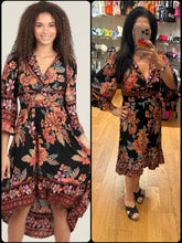 V Neck Twist Front Cut Out Half Sleeve Hi Lo Maxi - Black
