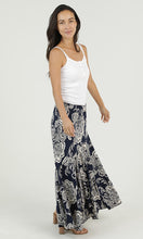 Printed Maxi Skirt Elastic Waist - Navy